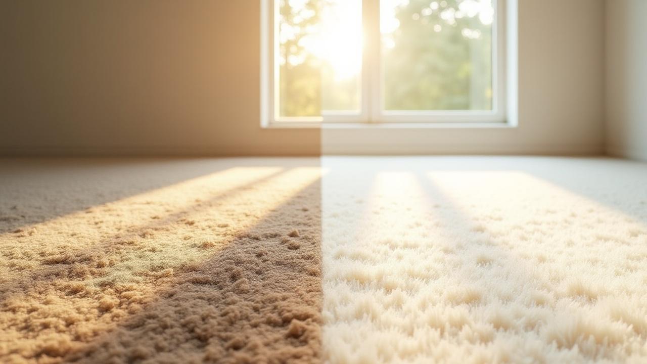 Before and after professional carpet cleaning comparison