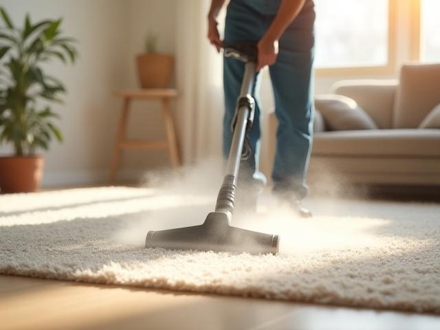 Specialized cleaning machine being used on a rug